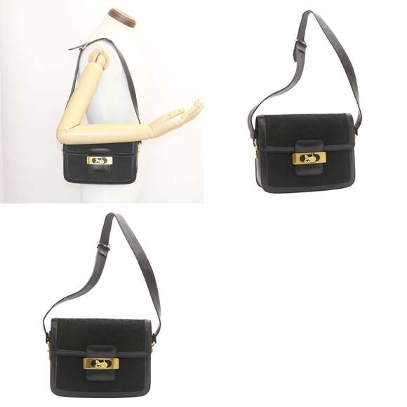 CELINE C Macadam Horse Carriage Shoulder Bag Canvas Black Gold - Picture 12 of 12
